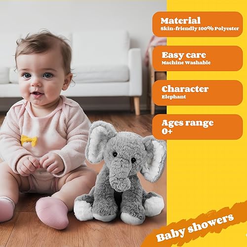 Miniatura 2 de Animales de peluche de elefante, juguete de peluche suave para bebés, niñas y niños, 12 pulgadas, color gris, suave, pequeño, de peluche, regalos