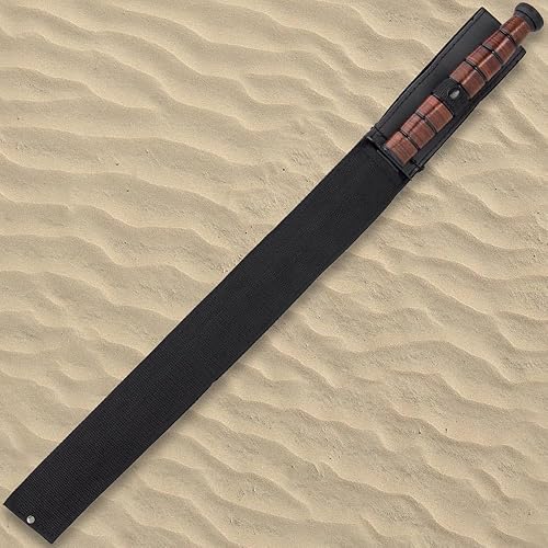 Miniatura 3 de Espada de combate de doble filo de EE.UU. 1942 y funda de hombro de nailon, hoja de acero inoxidable AUS-6, mango apilado de cuero, protector de