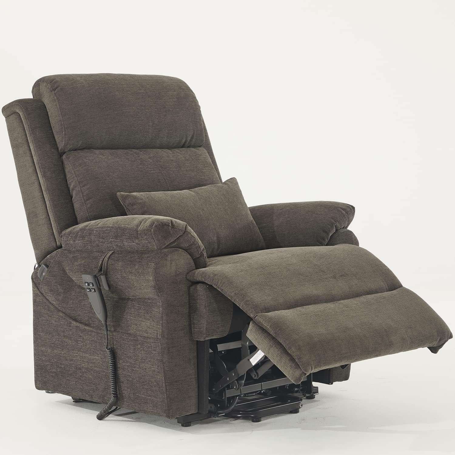 Lift Chair Recliners with Extra Wide Footrest and Massage and Heat, Dual Motor Power Lift Sofa with Infinite Adjust for Back and Footrest, Grey