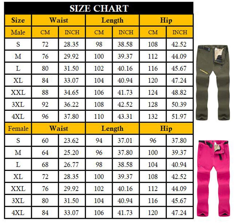 Uomo Donna Pantaloni da Trekking Sci Neve Arrampicata Escursionismo Outdoor Pantaloni Softshell Fodera in Pile Pantaloni da Lavoro Impermeabile Pantaloni Antivento Caldo