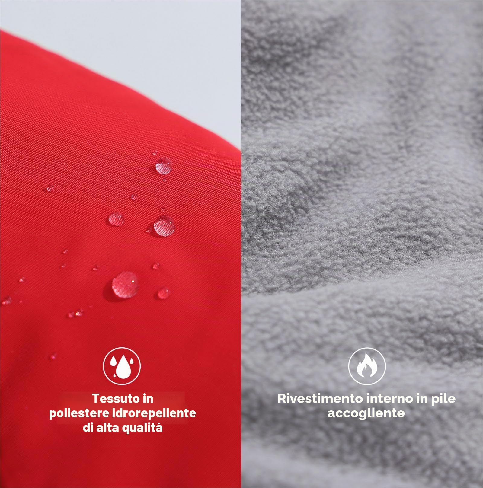 KONVINIT Cappotto Invernale Impermeabile per Cani, Foderato in Pile, Riflettente, Regolabile, XXL, Rosso