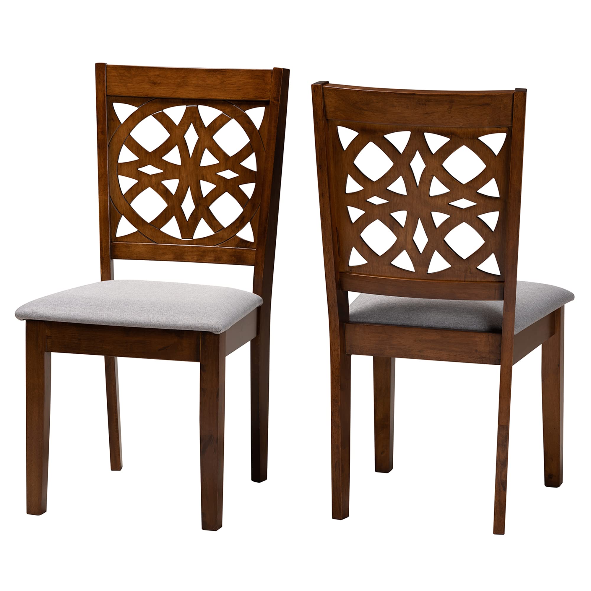 Baxton Studio Abigail Dining Chairs, Set of 2, Grey/Walnut Brown