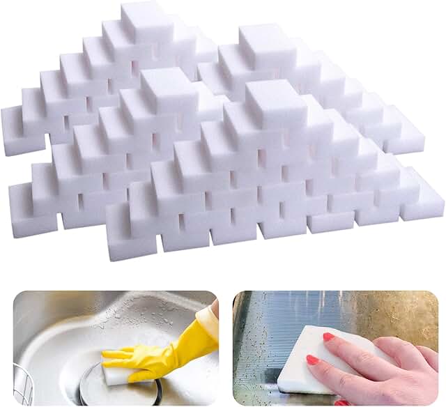 Melamine Sponge, 100Pc Magic Sponge Eraser, Melamine Foam Bulk Sponge Sheets, Bathroom Oven Shower Glass Dishes Stove Top ...