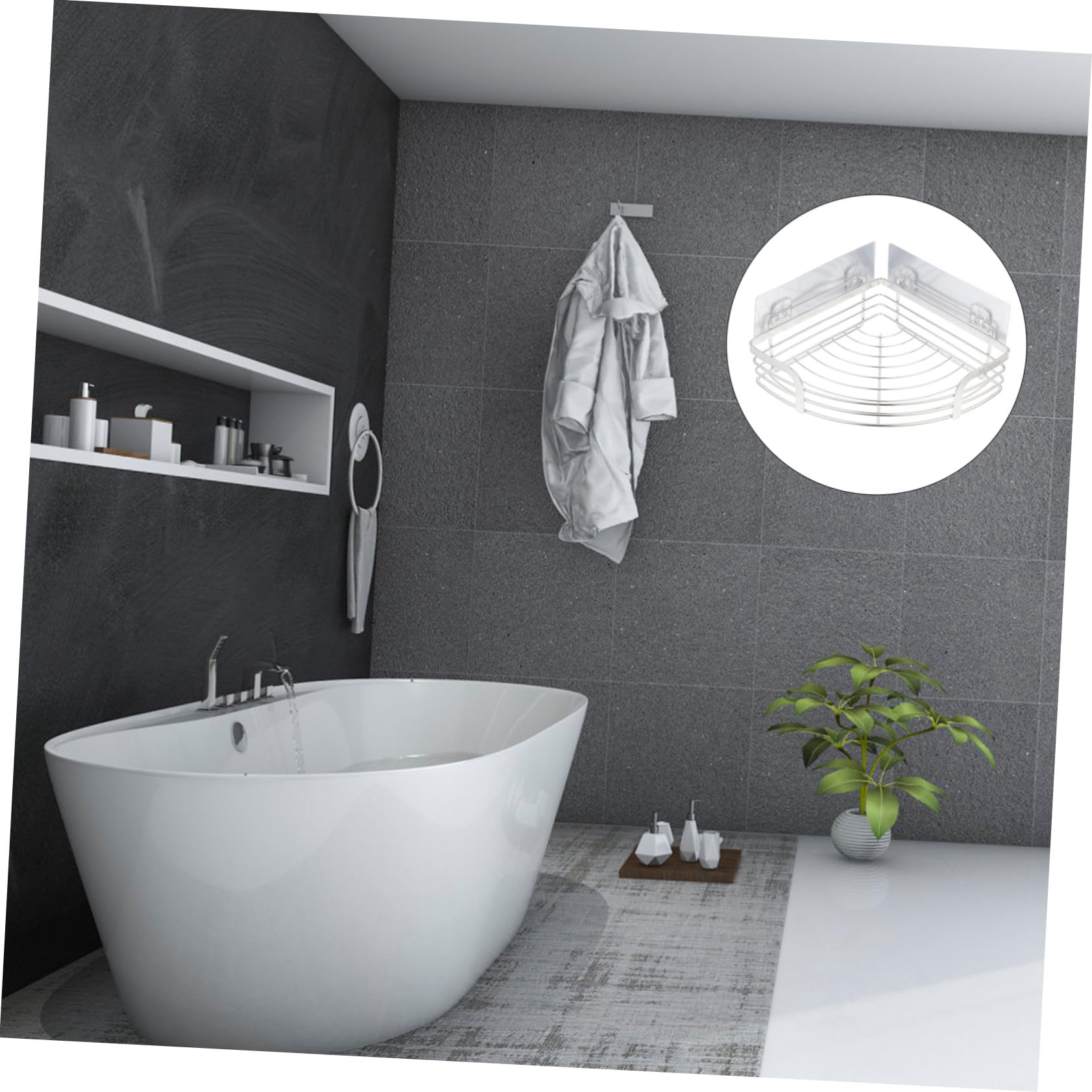 TOYANDONA Mensole per Doccia Angolari in Acciaio Inox Organizer da Parete Cava Mensole per Bagno con Ganci Adesivi per Doccia Bagno e Cucina