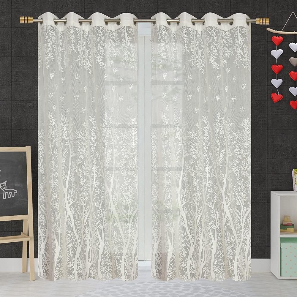 Soulful Creations Heavy Net Imported Panel Curtains| Net Curtains for Home|Curtains for Bedroom & Living Room,Semi-Transparent Sheer Curtain (White, Pack of 5 pcs)