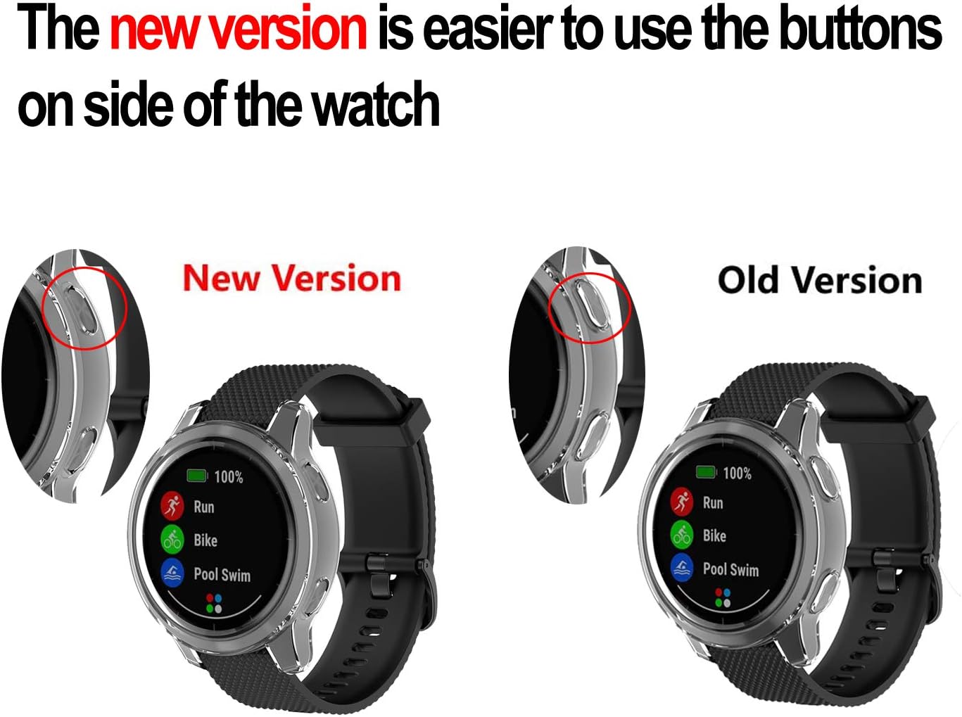 Compatible with Garmin Vivoactive 4S Case Cover, Scratch-Resistant Soft TPU Clear Protective Cover for Vivoactive 4S Case Protector (Black Tint)