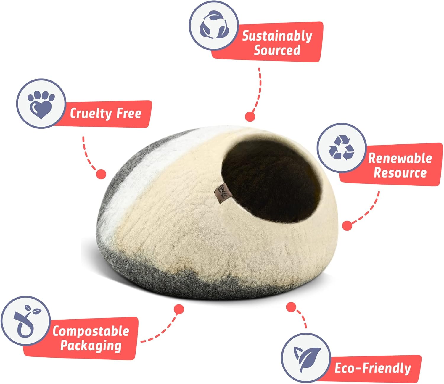 review Felt Cat Caves for Indoor Cats, Handmade Merino Wool Cute Cat Bed - Premium Cat Cave Bed, Soft Cozy Felted Wool Cat Bed, Modern Cat Hideout - Cat Pods, Cats & Kittens (Medium, Koala)