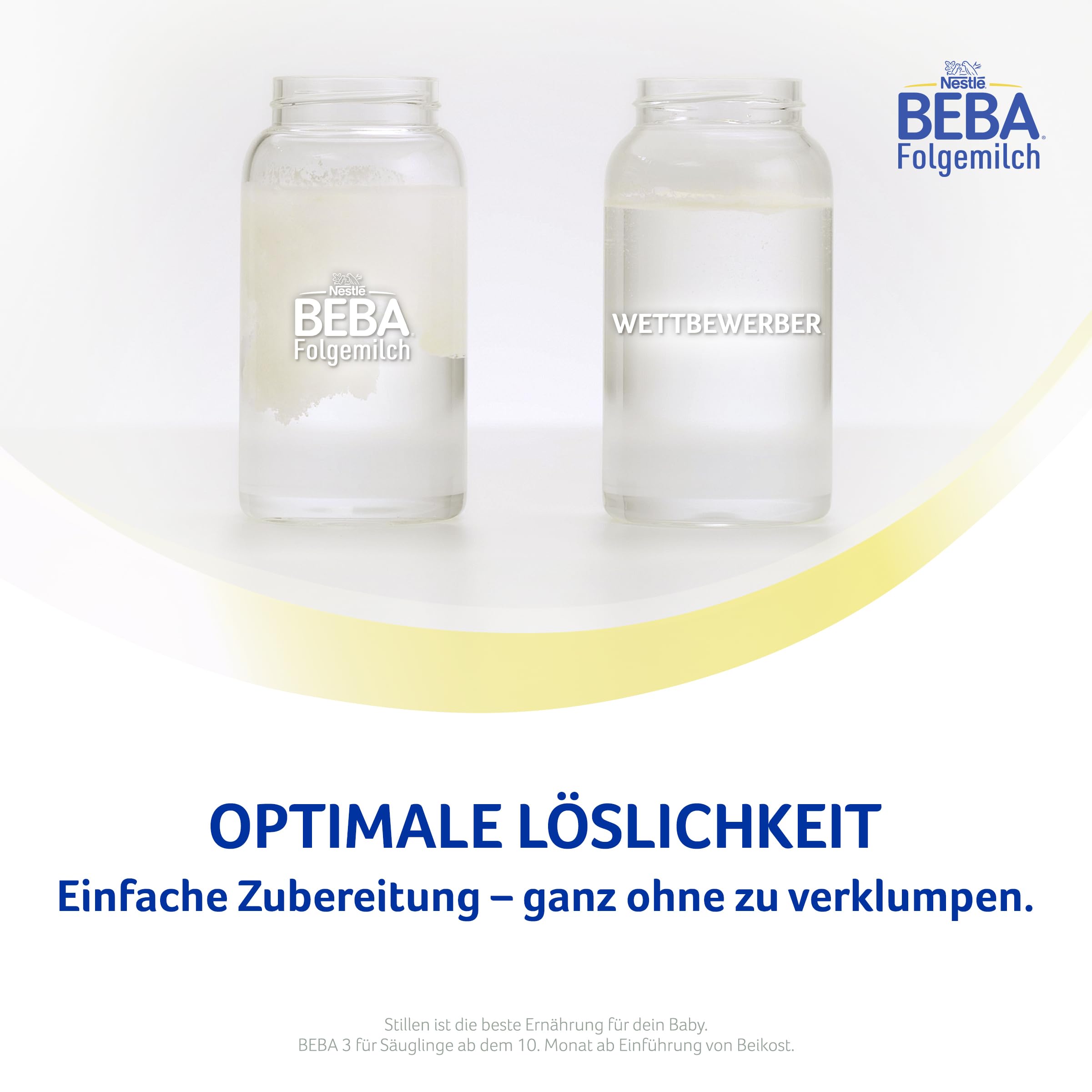 BEBA 3 - Folgemilch ab dem 10. Monat, Mit 5 HMO Komplex, Altersgerecht angepasster Proteingehalt, Nur Laktose, Ohne Palmöl, Ohne Fischöl, Babynahrung, Baby-Milchpulver, 6er Pack (6 x 800g)