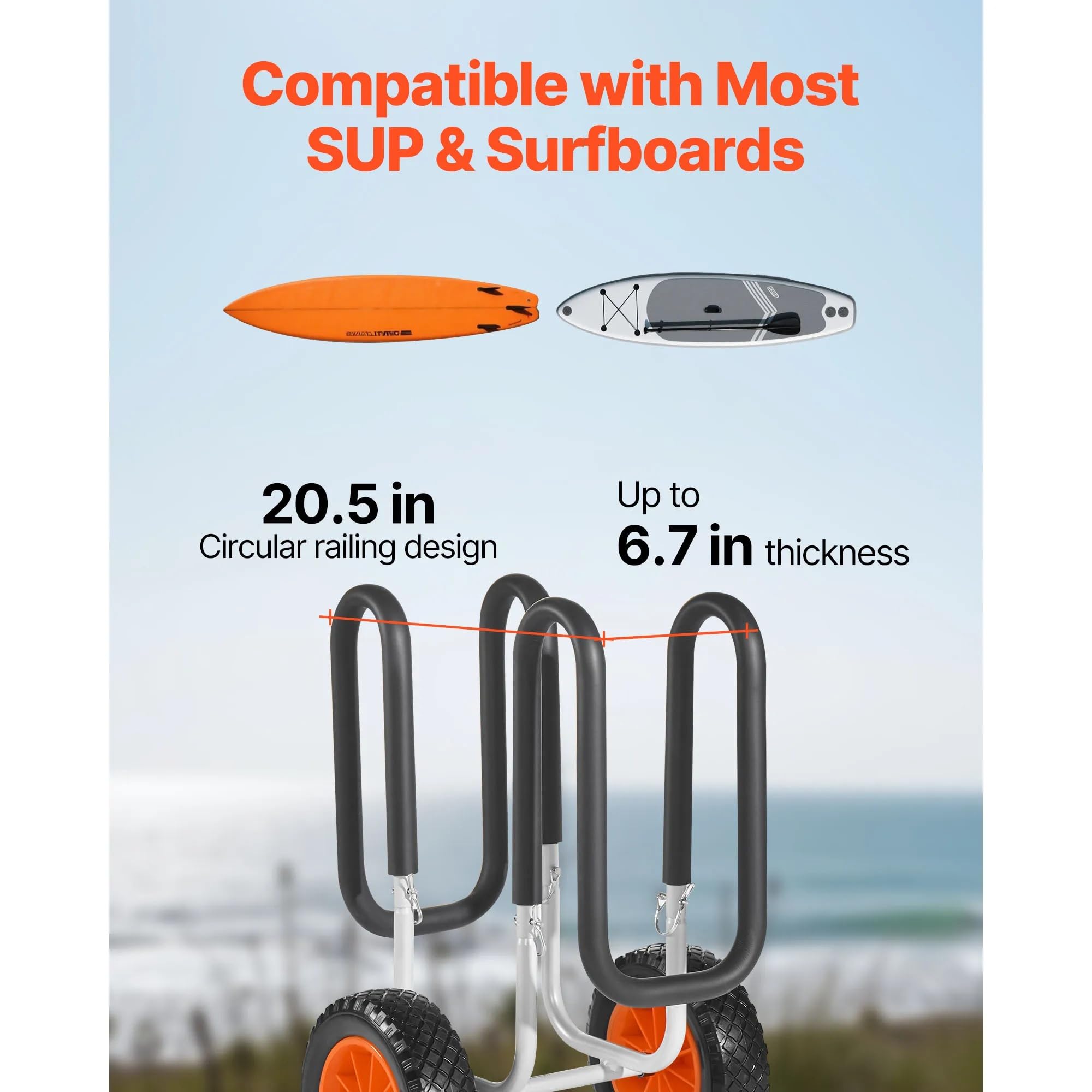 Carro Paddle Surf Carro for Kayak de 150 Libras de Capacidad