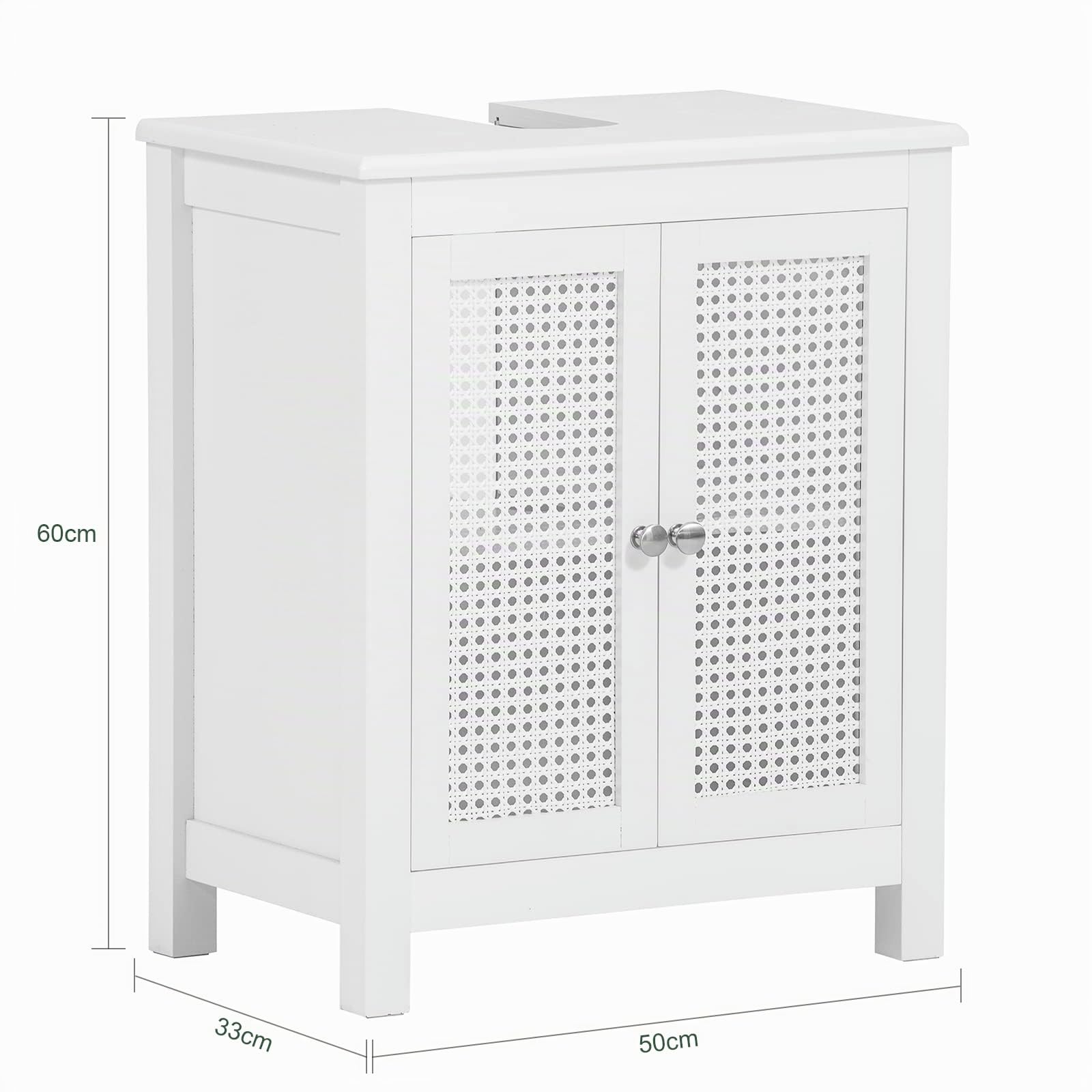 SoBuy Mueble bajo Lavabo con Corte para Sifón 50x60x33 cm Blanco, para Baño