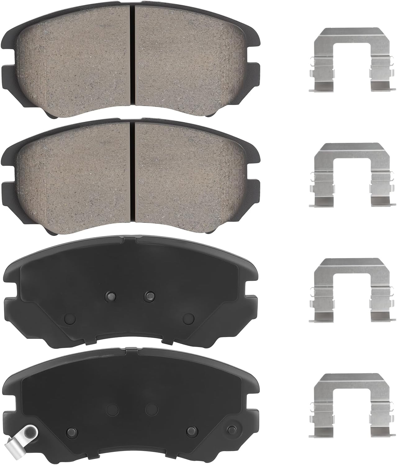 ILONPA Front Ceramic Disc Brake Pads Set for Hyundai Elantra 07-10, for Sonata 04-10, for Tiburon 03-08, for Tucson 05-09, for Kia Optima Magentis 03-10, Soul 10-13, Sportage 05-10, 4PCS(With Hardware