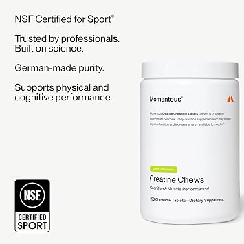 Momentous Creatine Monohydrate Chews, 5g per Serving, Lemon Lime
