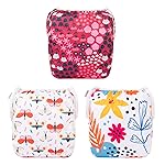 ALVABABY Cloth Swim Diaper 3pcs Baby/Toddler/Infant Snap Reusable Adjustable Swimming Diaper Baby Boy and Girl 3SWY32 Small (Pack of 3)