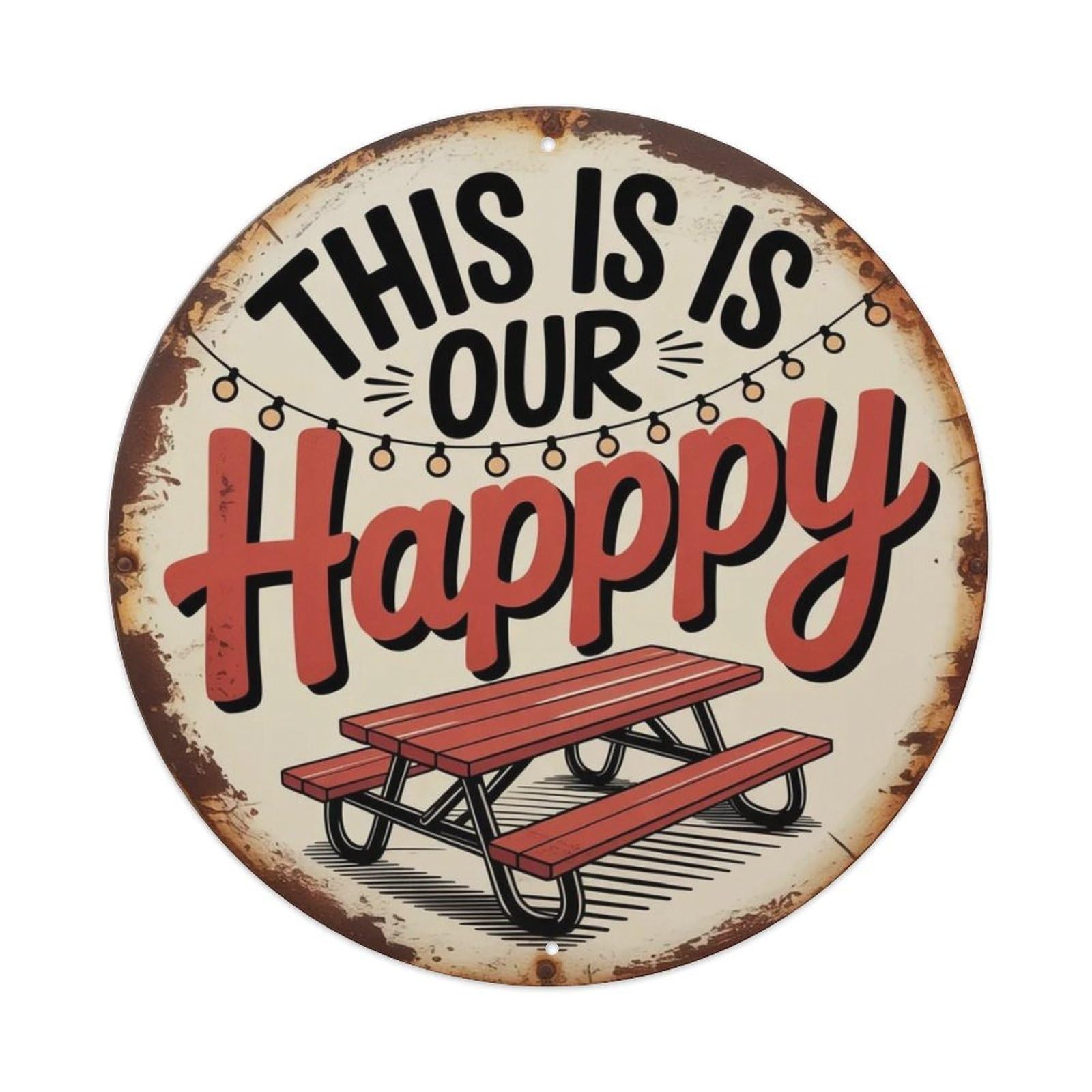 Backyard Happy Place Metal Tin Sign Plaque