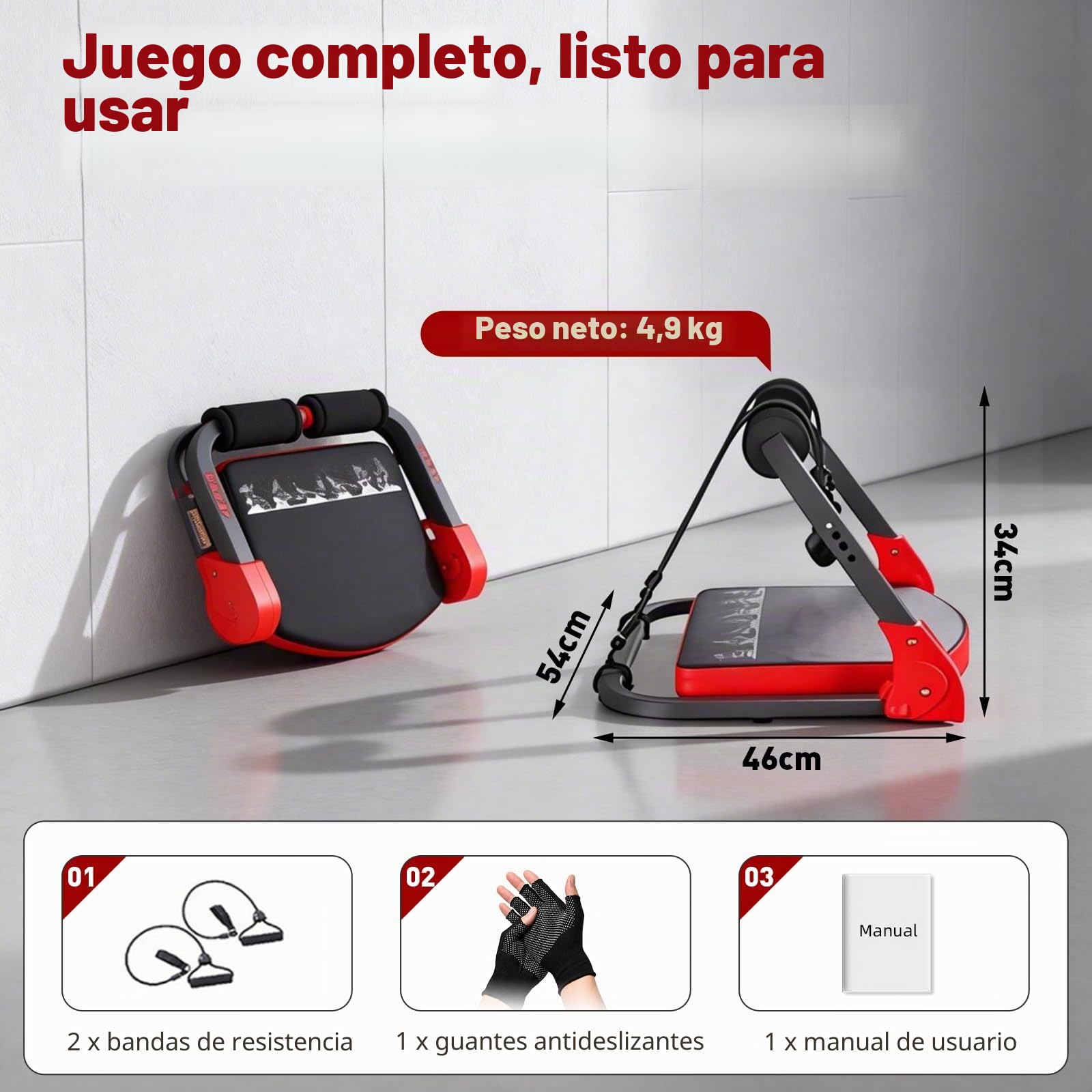 Máquina Abdominales en casa, Banco Abdominales Plegable, Máquina Multifuncional 21 en 1 para Gimnasio en Casa, con Cuerdas de Resistencia, Guantes, para Hogar, Oficina, para Piernas, Brazos y Core