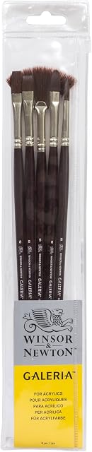 Winsor & Newton Galeria Brush Long Handle 5 Pack, Pack of 5