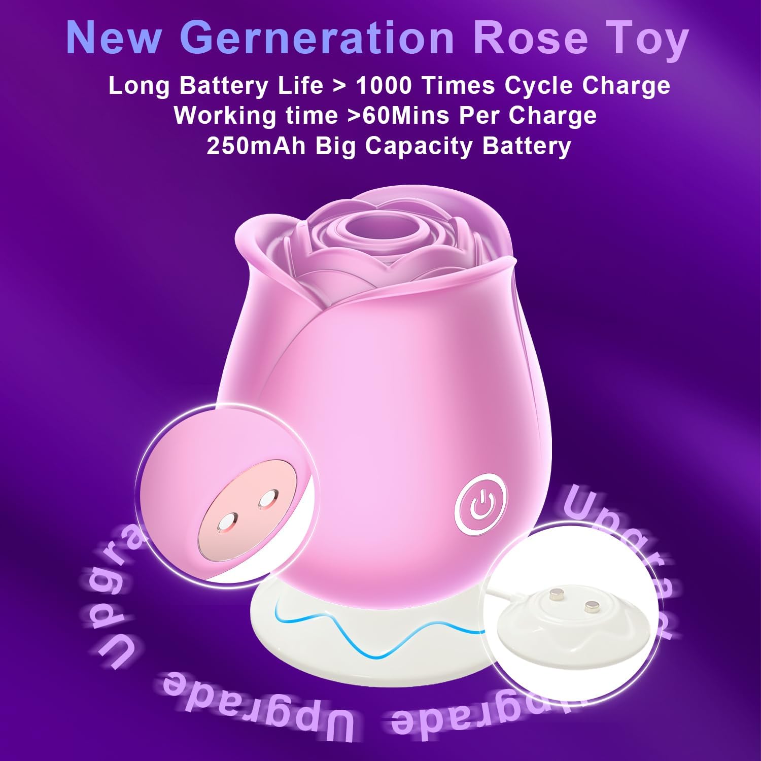 Rose Sex Toy for Women, Sucking Vibrator, Clitoral Nipple Stimulator,10 Sucking Modes with Vibrating,G-spot Rose Sucker, Adult Toy for Women Female Adult Sex with Magnetic Charger (Pink)