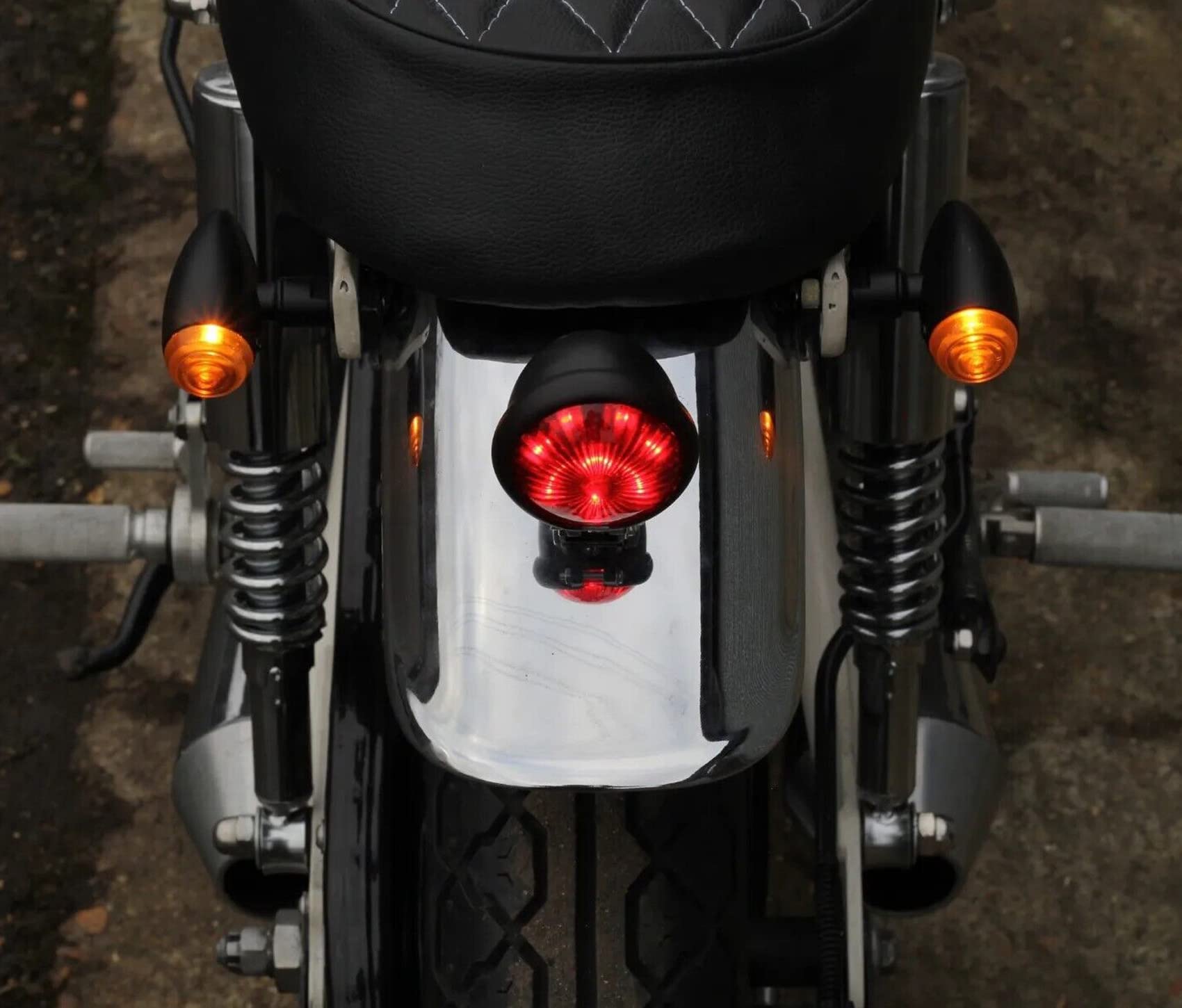 Motocykl LED tylne światło hamowania tylne do retro vintage niestandardowy projekt - matowy czarny