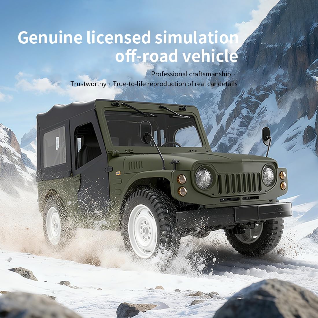 1:10 Ferngesteuerter 4WD-Rock-Crawler, detailgetreues RC-Offroad-Fahrzeug mit Magnettüren, abnehmbarem Dach und Nachtlichtern für Jugendliche und Erwachsene