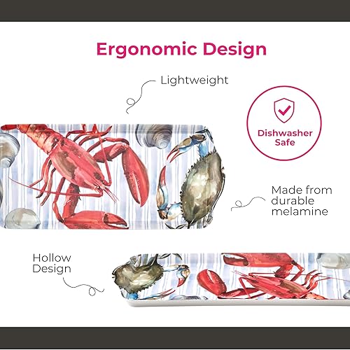 Miniatura 5 de Summer Feast - Bandeja rectangular de melamina para bocadillos con diseño de jardín vibrante, plato de comida apto para lavavajillas para almuerzo,