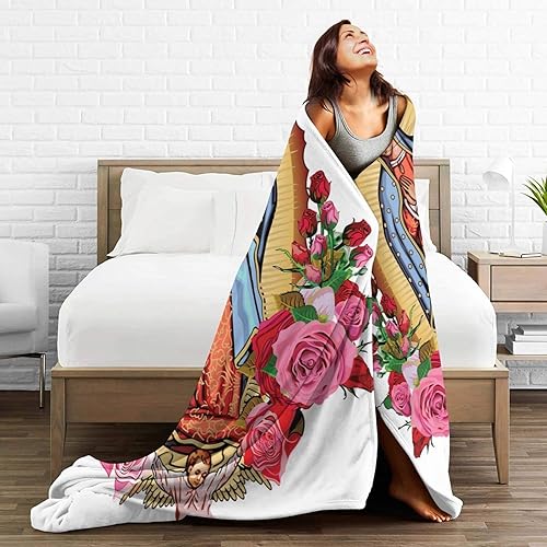 Miniatura 6 de Manta de forro polar de Our Lady of Guadalupe, manta de microforro polar ultrasuave y acogedora para sofá, cama, camping, viajes y uso en automóvil,