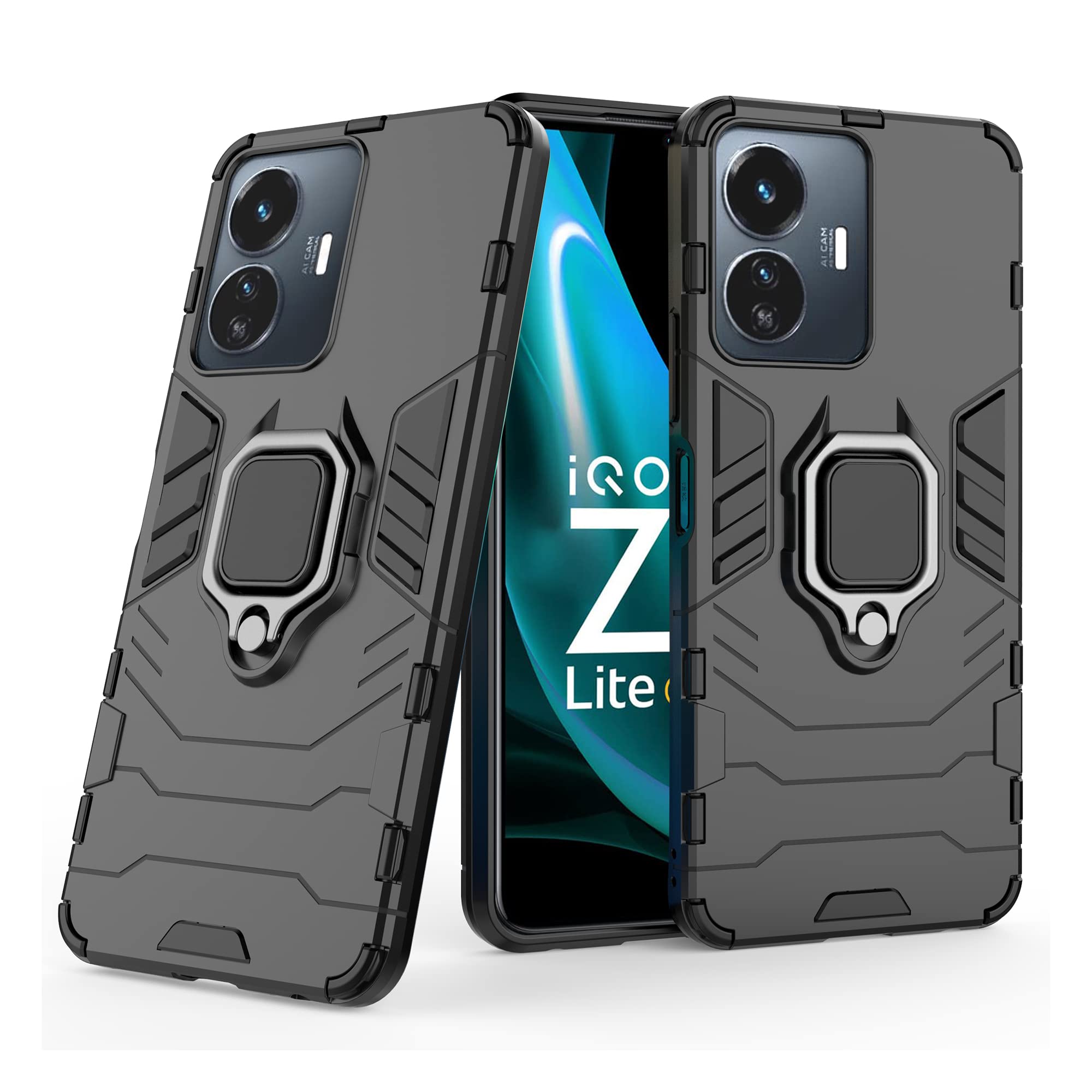 CEDO Rugged iQOO Z6 Lite (5G) Defender Case | Rotating Ring Holder & Kickstand in-Built | Military Grade Armor | Bumper Back Cover (Black) (B0BJFDW9NM) Amazon Price History, Amazon Price Tracker
