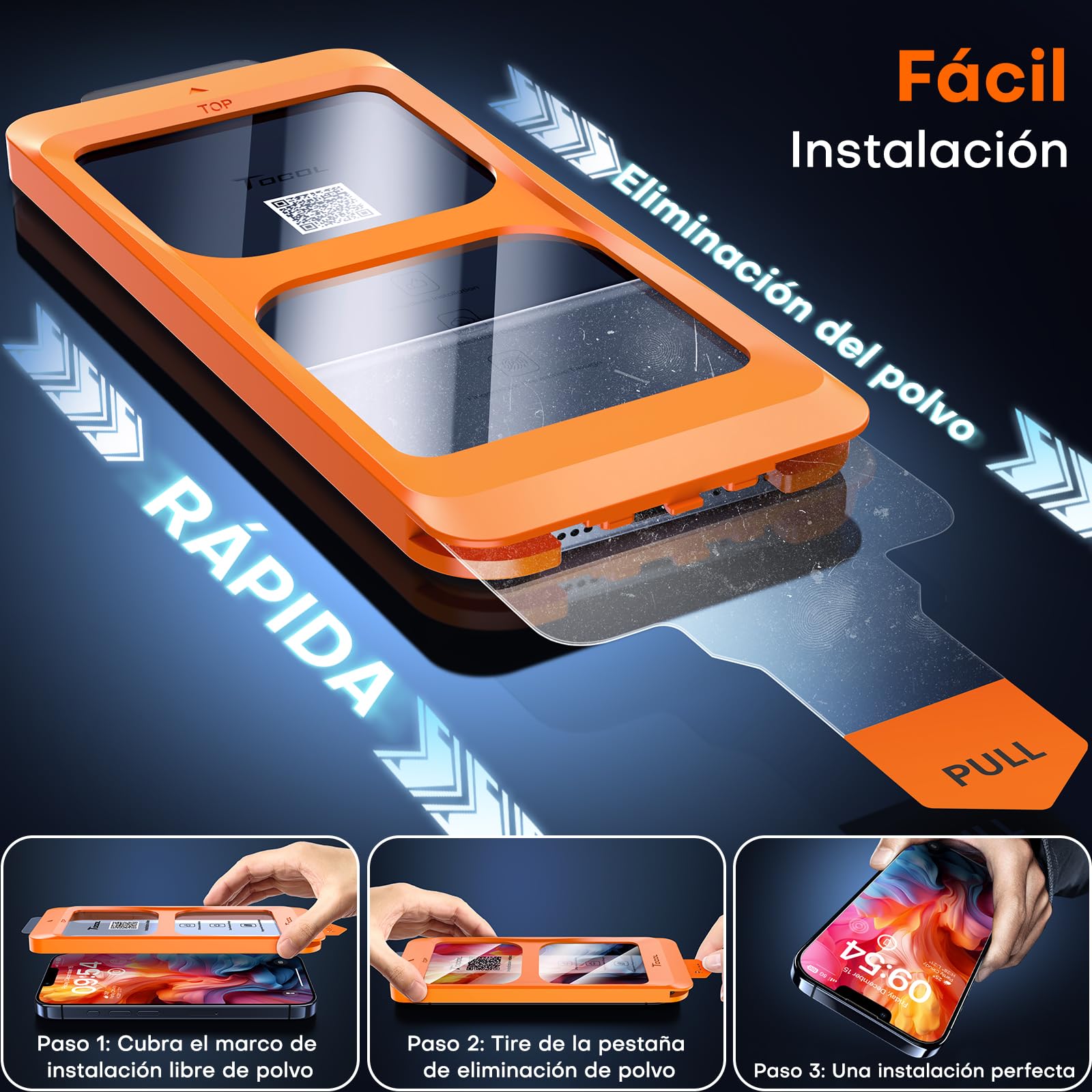 TOCOL Pellicola Protettiva per iPhone 13 Pro 6,1 Pollici, Rimozione Automatica Della Polvere, Installazione Rapida,HD e Altamente Trasparente, Anti-Impronta Senza Bolle, Durezza 9H Vetro, 2 Pezzi