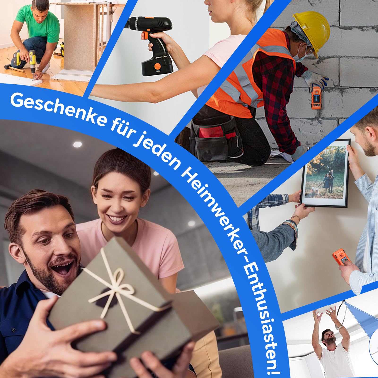 NOYAFA 6-in-1 Wiederaufladbarer Wanddetektor Leitungssucher mit HD LCD-Display & akustischer Warnung, Bolzensucher zur Ortung von Holz, Metall, Balken, Rohren und stromführenden Leitungen