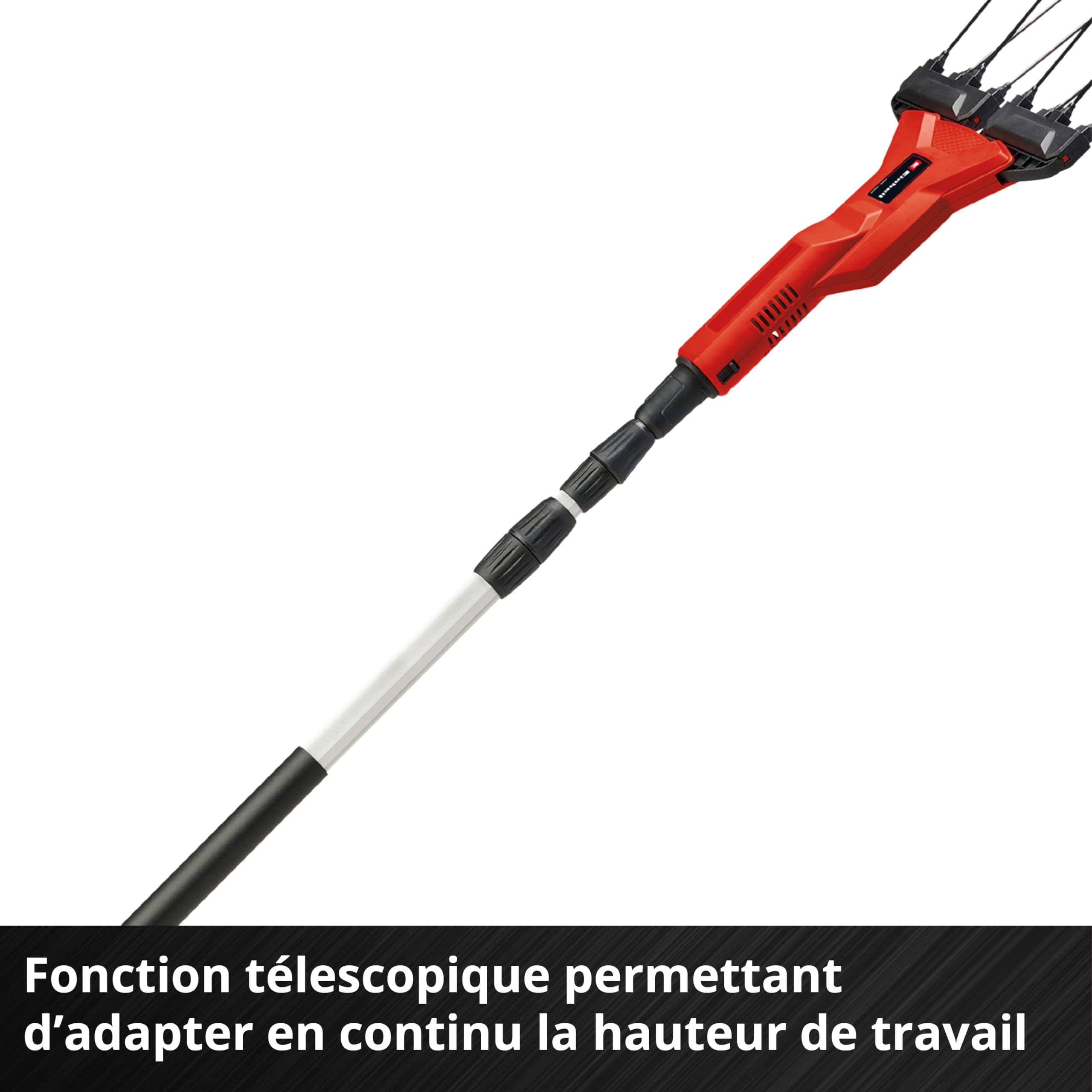 Einhell Secoueur de fruits sans fil GE-FS 18/53 Li-Solo Power X-Change (18V, Hauteur de travail avec fonction télescopique, Dents légères et robustes) Livré sans Batterie ni Chargeur