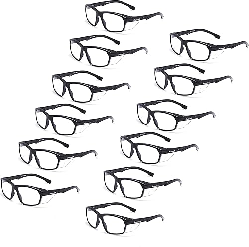 Miniatura 44 de ProtectX Anteojos de seguridad clásicos, lentes antivaho resistentes a los arañazos, gafas protectoras para el trabajo, interior/exterior, ANSI Z87.1