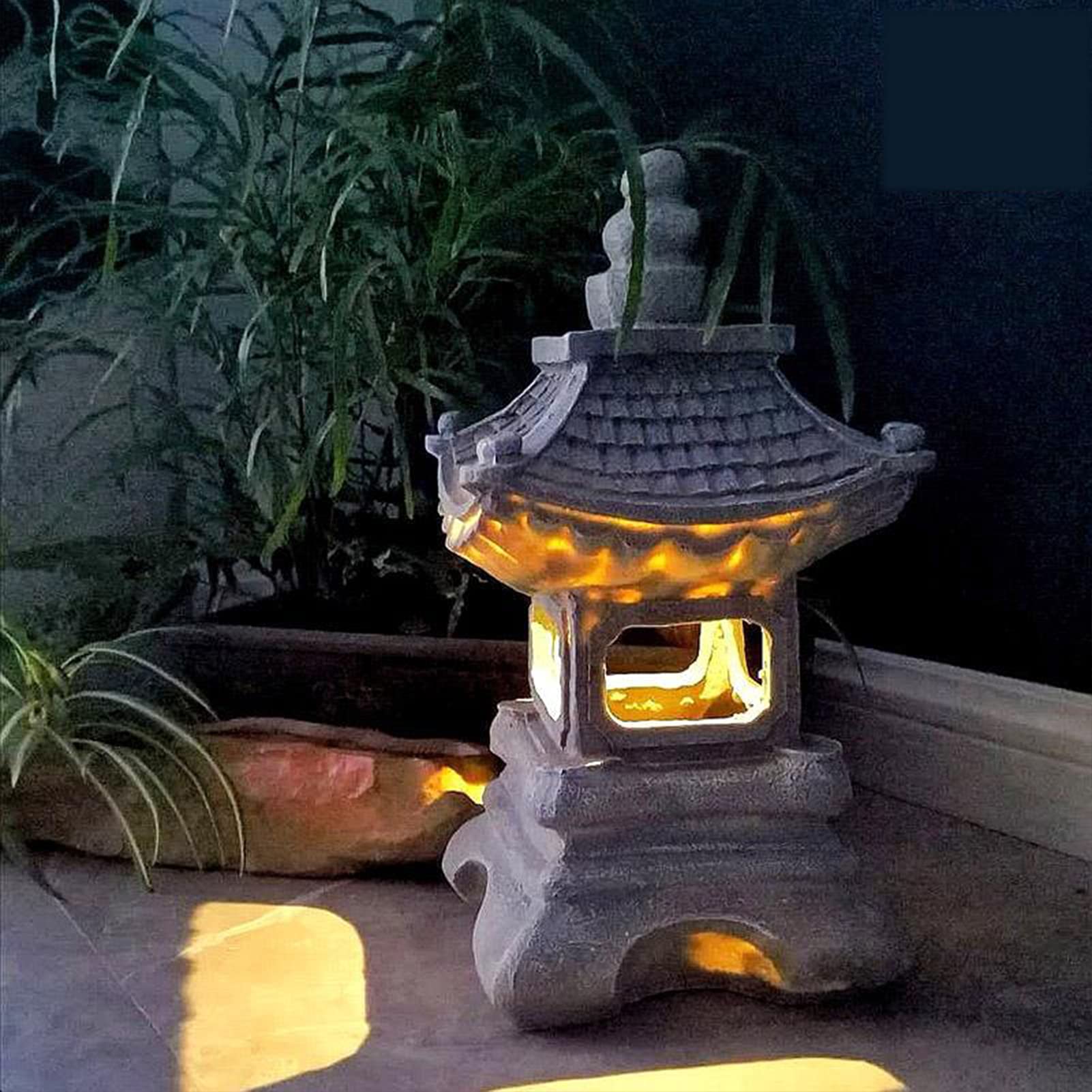 Estatua de jardín, Estatua de jardín Solar para jardín al Aire Libre, Farol, Pagoda, Figura de luz, lámpara de Palacio, decoración de Paisaje,