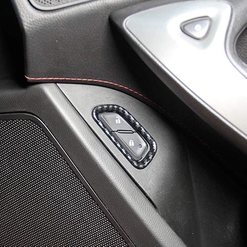 Miniatura 5 de Cubierta de botón de interruptor de bloqueo de puerta de aspecto de fibra de carbono Accesorios moldeo para 2014 2015 2016 2017 2018 Chevrolet