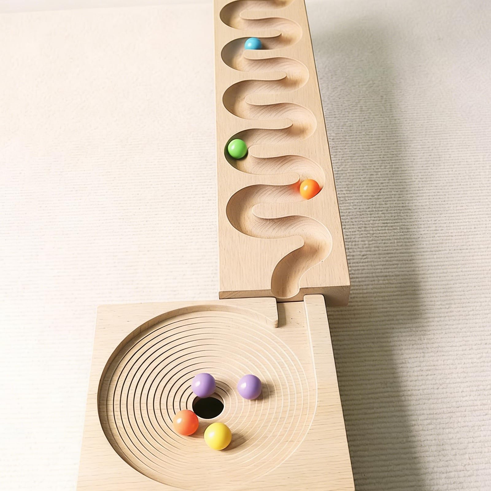 Set rulli in Legno da Costruzione Giocattolo educativo per Bambini Blocchi Costruzione con Pista per Palline Set rulli in Legno creativi Giocattolo didattico per Bambini in età la