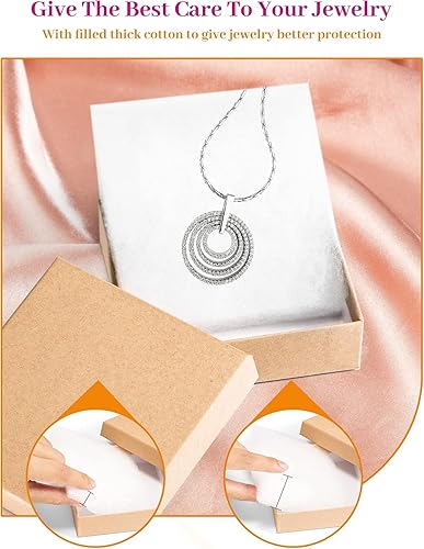 Miniatura 10 de MESHA Cajas de regalo de joyería de papel kraft marrón con tapas, 10 unidades, cajas de joyería rellenas de algodón de 6 x 5 x 1, caja de regalo