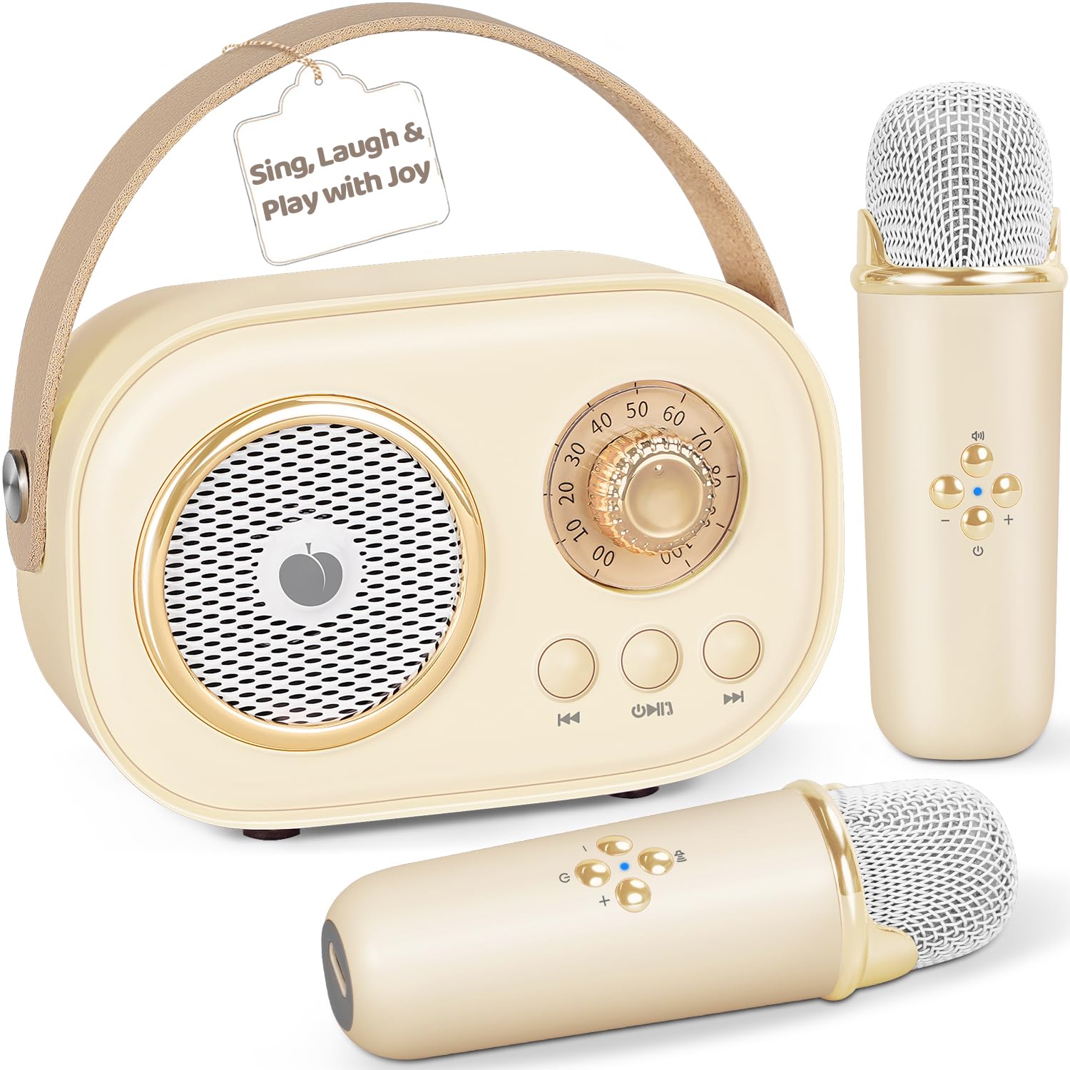 PRUNUS C20 Mini Karaoke Machine,Portable Bluetooth Speaker with 2 Wireless Microphone,Toys for Girls Boys Gifts, Speaker Set Stereo Sound Enhanced Bass for Home Party Birthday(Green)