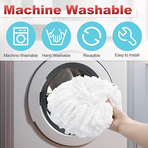 Miniatura 7 de Repuesto del cabezal de trapeador, base, mango de fregona para sistema Ocedar EasyWring de 1 tanque, 2 recambios de trapeador de microfibra,