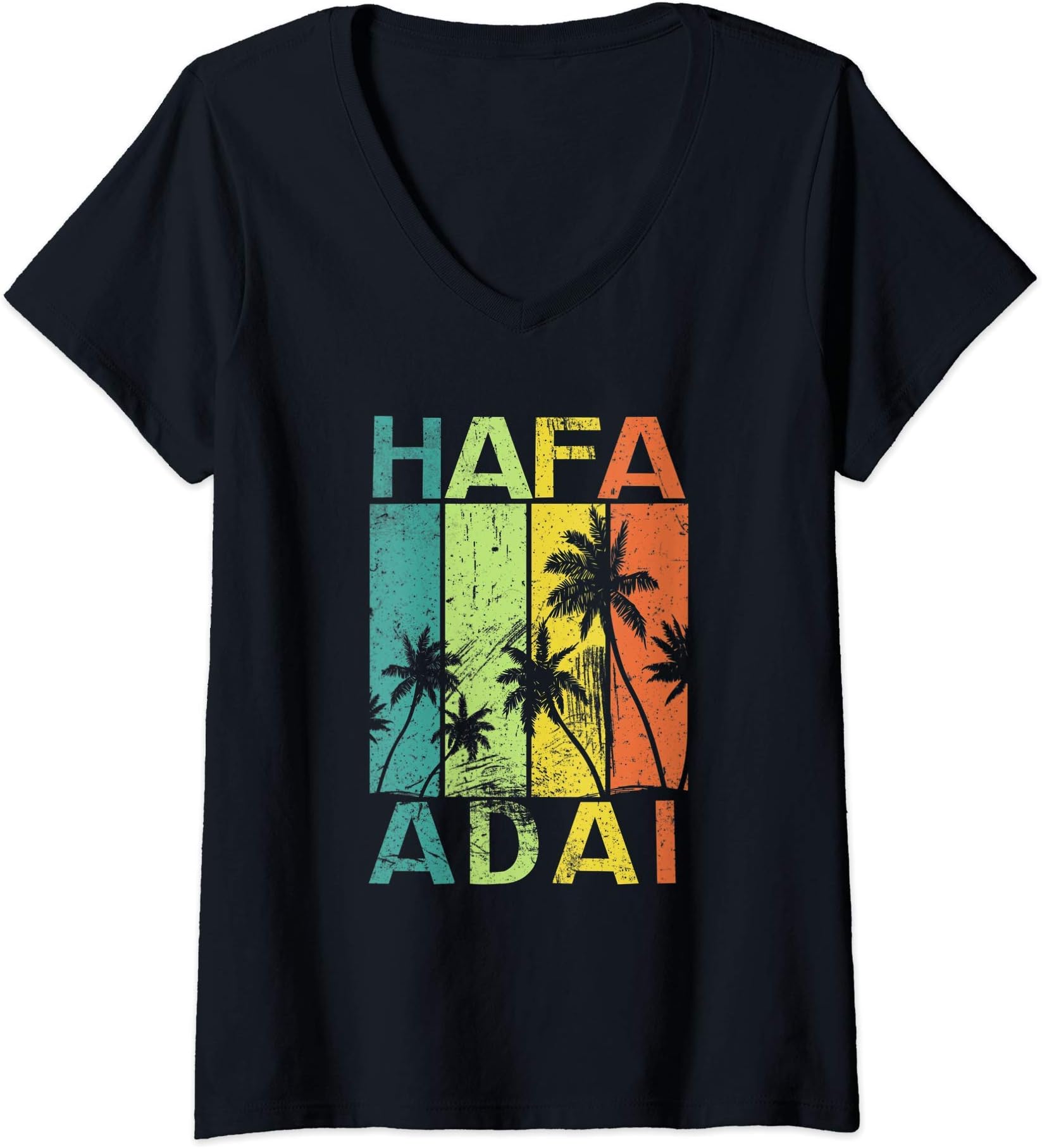 Womens Hafa Adai Island - Vintage Guam Gifts Seal Guamanian 671 V-Neck T-Shirt