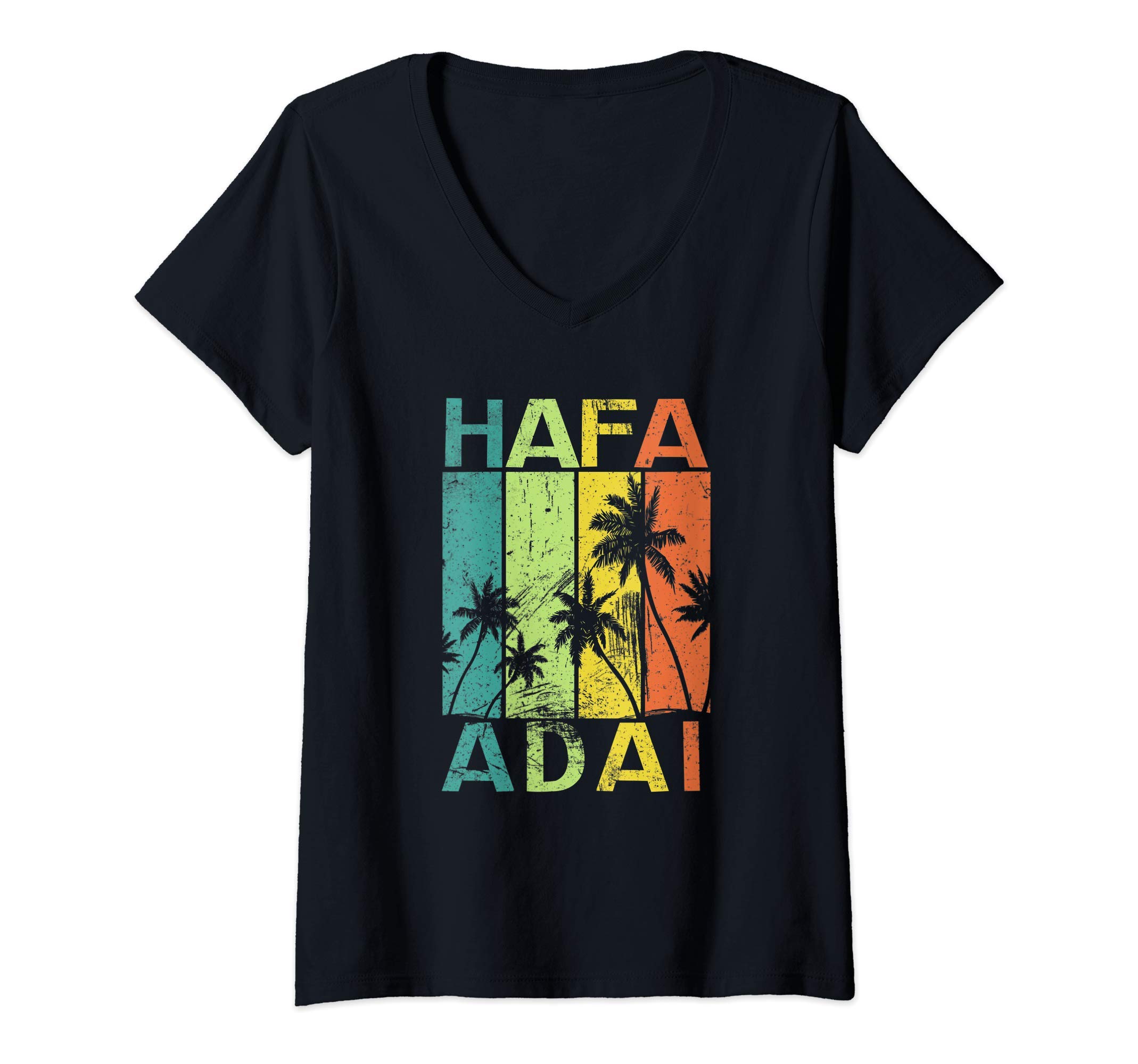 Womens Hafa Adai Island - Vintage Guam Gifts Seal Guamanian 671 V-Neck T-Shirt