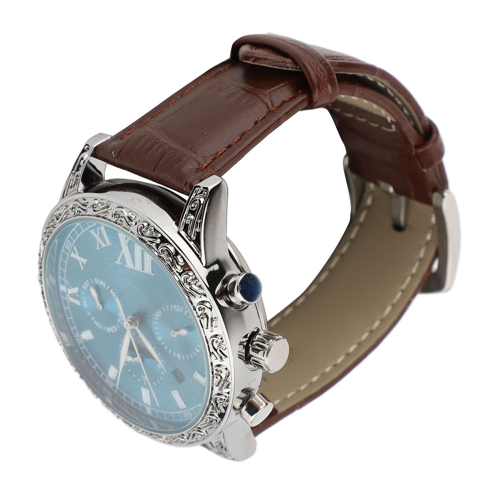 Domary Automatische Mechanische Mondphasenuhr für Herren mit 6 Zeigern,