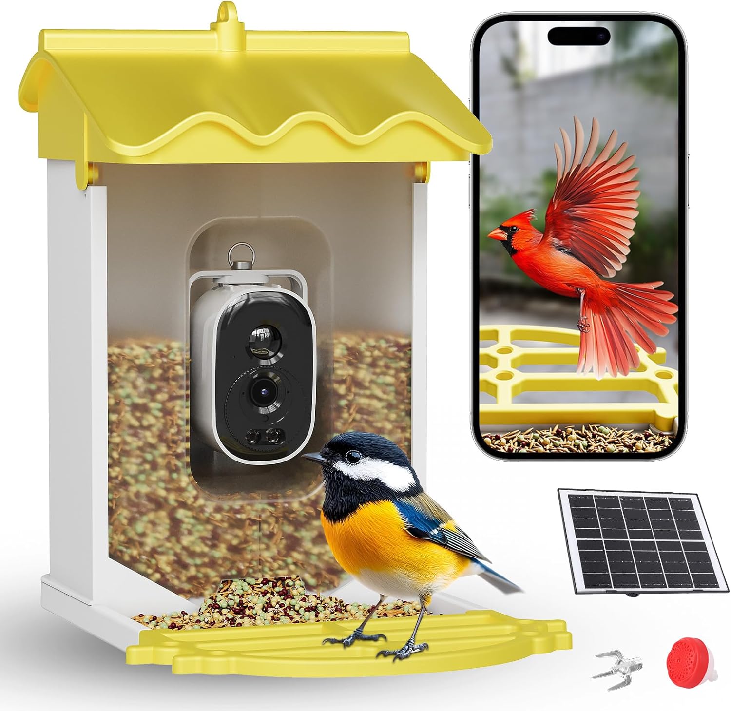 GarveeLife Smart Bird Feeder with 2K Camera & AI Recognition - Solar Powered, 2l Capacity, Night Vision, App Alerts, Auto Capture Photos/Videos for Bird Watching