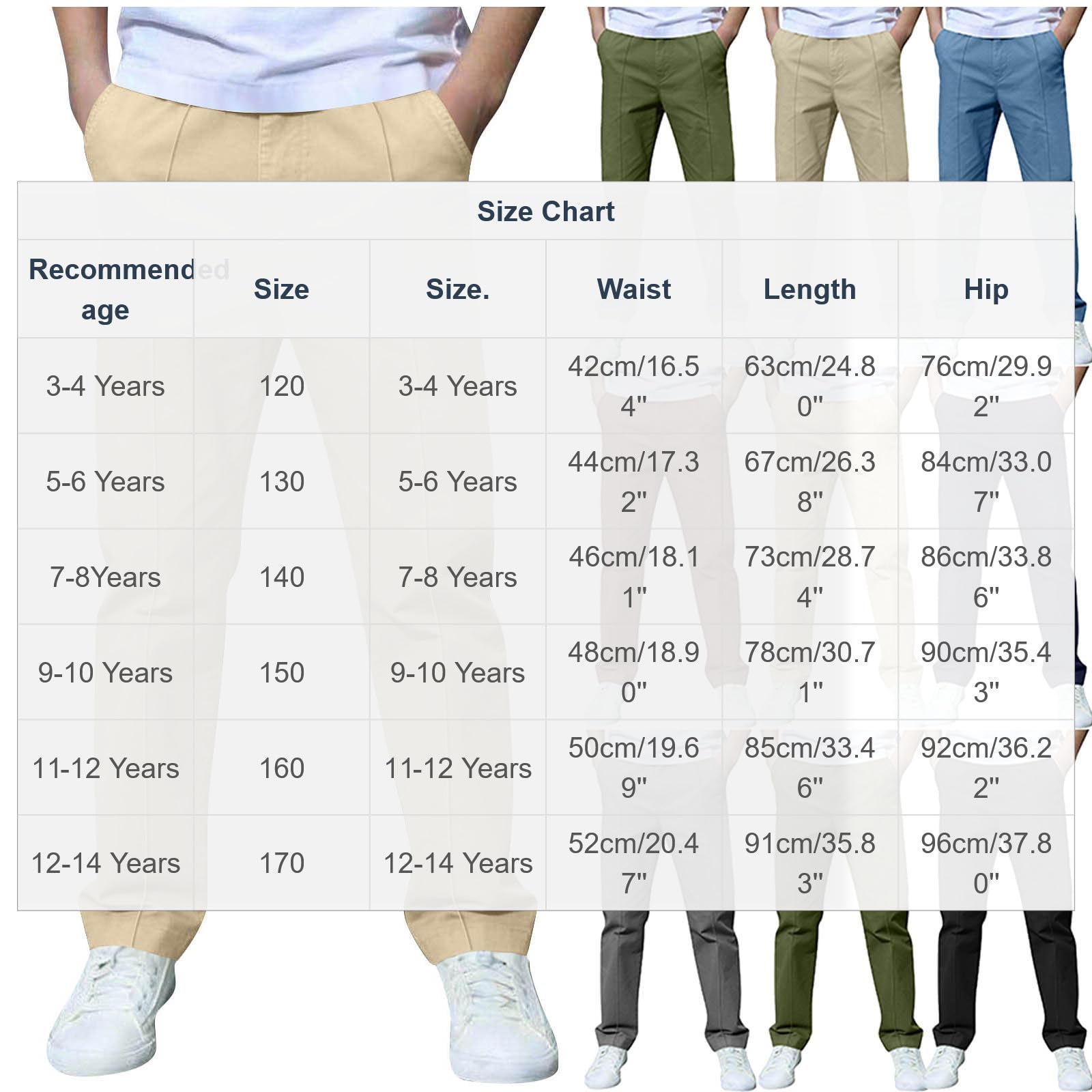Boys Pants Elastic Waist Trousers Youth Chinos Trousers Pull On Relaxed School Uniform Pants Comfort Twill Pants - 5