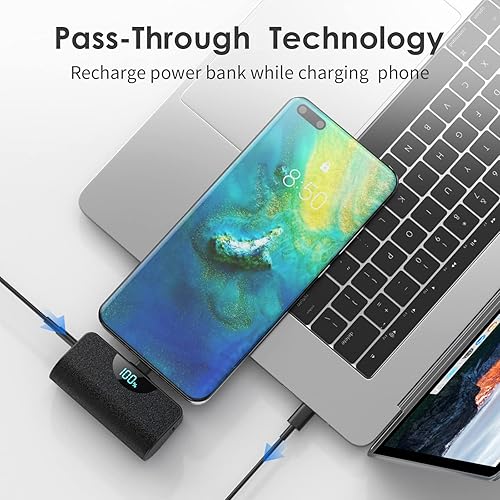 Miniatura 7 de Mini cargador portátil USB-C Power Bank de 5200 mAh pantalla LCD ultra compacta batería de respaldo compatible con Samsung Galaxy S21S20S10S9 Note