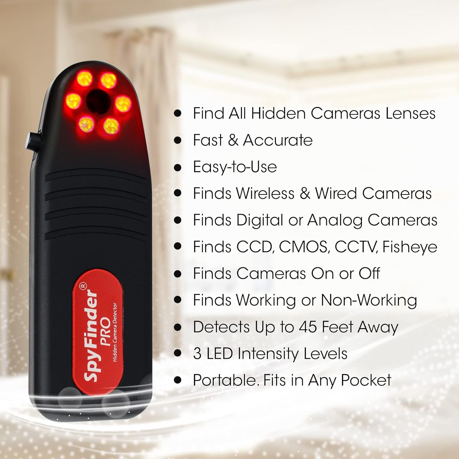 PRO Hidden Spy Camera Detector - Hidden Camera Tracking Scanner & Hidden Devices Detector - Anti Spy Detector Portable - Personal Video Cam Tracker - Detect Covert Video Camera - Image 3