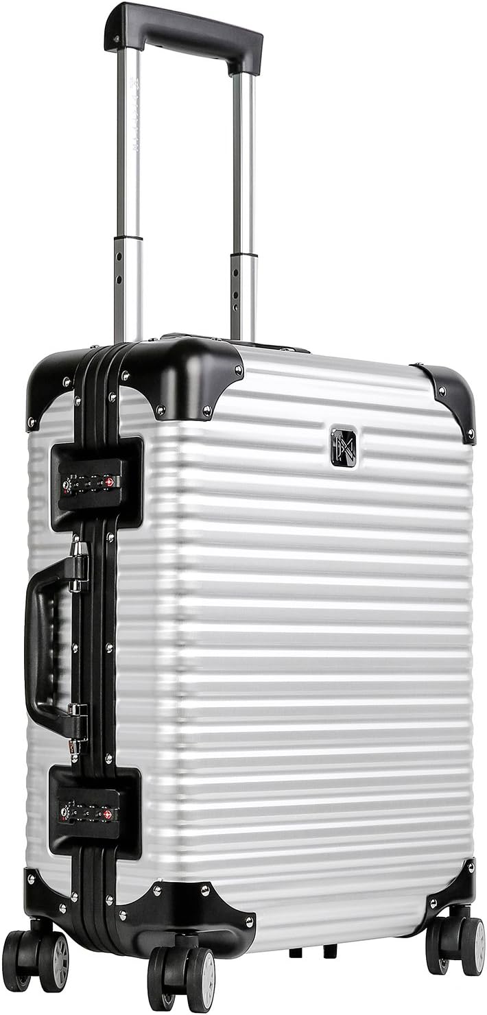 Luggage by LANZZO Aluminum Travel Suitcase Magnesium Alloy with Spinner Wheels Hardshell TSA Lock Approved