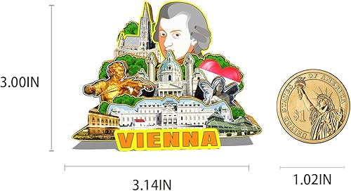 Miniatura 3 de Austria Viena imán de nevera de madera 3D monumentos de viaje coleccionables recuerdos decoración hecha a mano