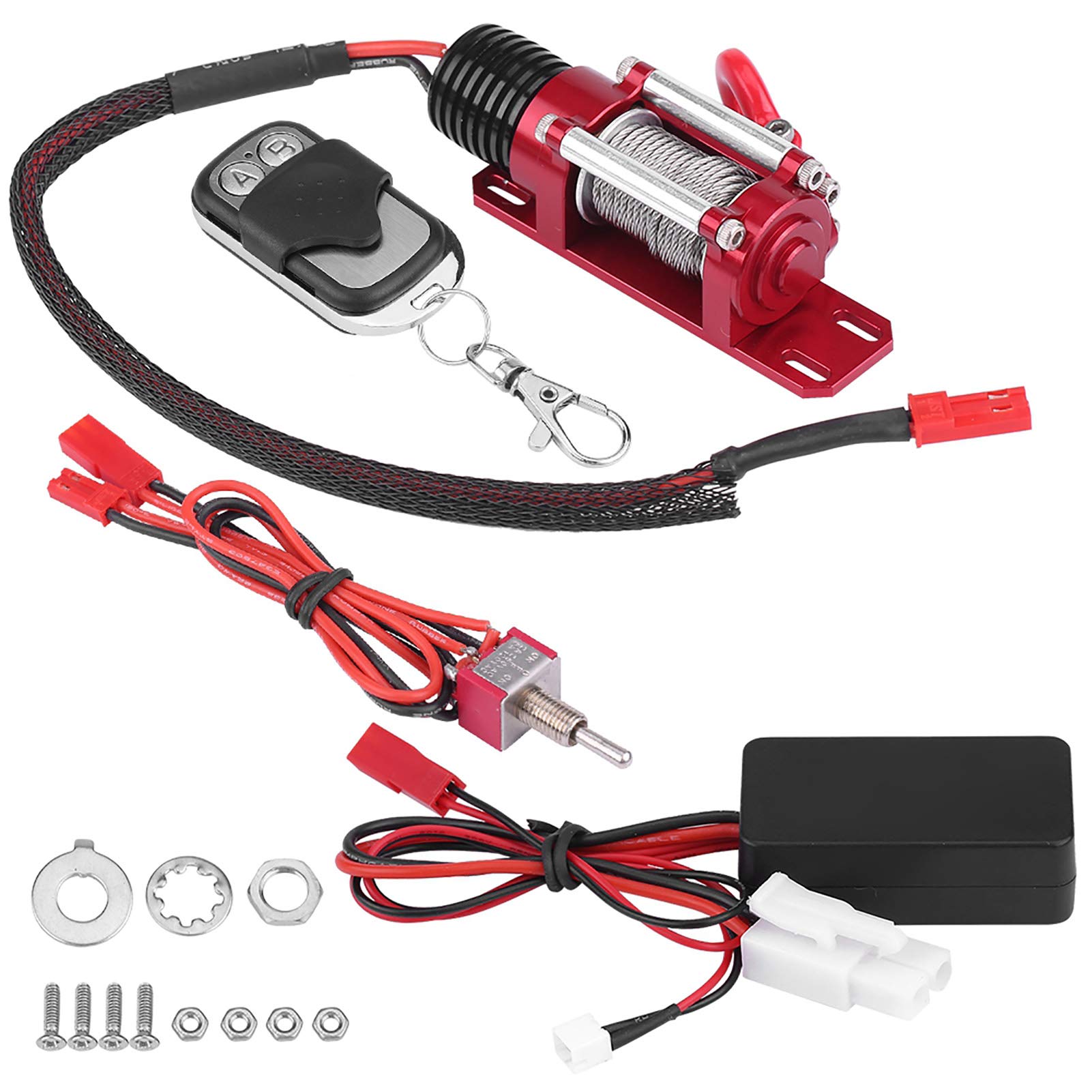 GOTOTOP Cabrestante Eléctrico 1/10 RC, Cabrestante de Metal Modelo RC con Control Remoto Compatible con Traxxas, HSP, Redcat, Tamiya, Axial, SCX10, D90, HPI, 1/10 RC Crawler Car