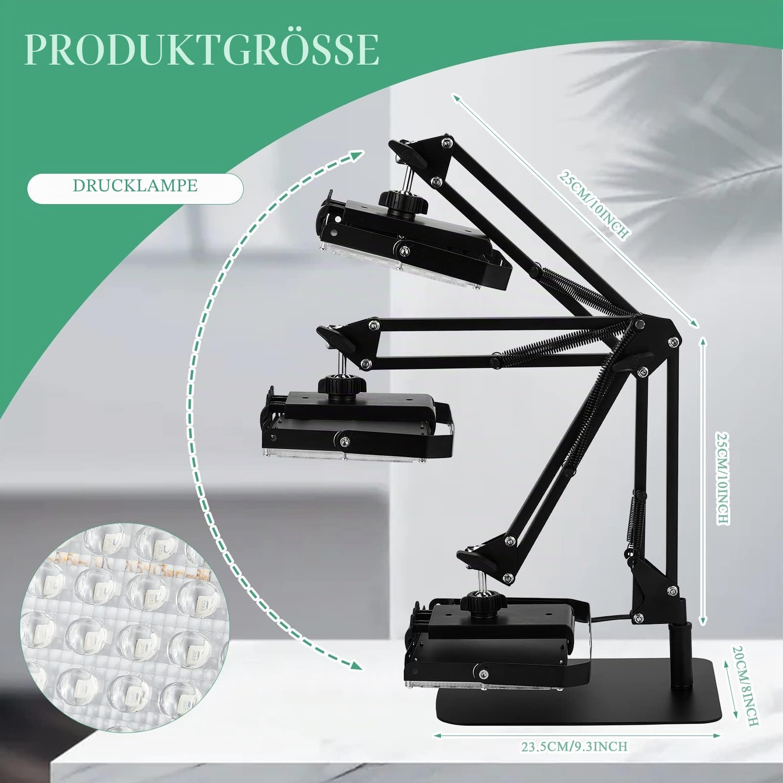 50 W LED-Belichtungseinheit Kit UV-Siebdruck-Licht-Siebdruck-Belichtungseinheit mit einziehbarem, verstellbarem Ständer für Siebdruck, Belichtung, Foto-Emulsion, Cyanotypen, Büro
