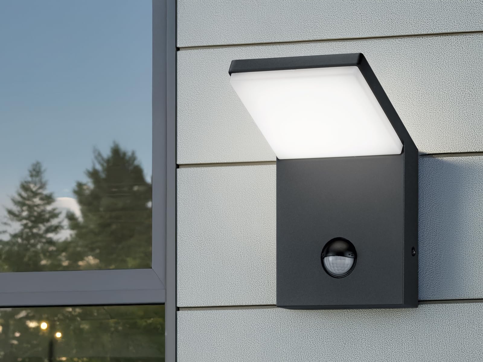 meineWunschleuchte 2er Set Außenwandleuchten Aluminium Anthrazit mit Bewegungsmelder, Höhe 16cm