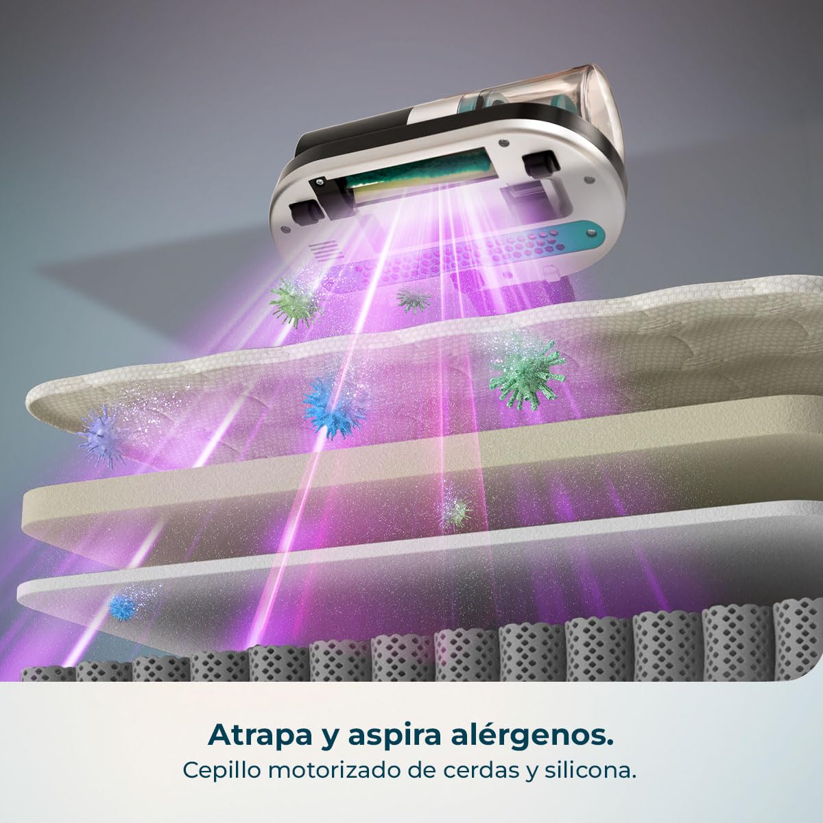 Cecotec Aspirador de Colchones y Tapicerías de Mano Conga Rockstar 3000 Mattress Essential. 300W, 10kPa, Luz Ultravioleta UV-C, Tecnología con Cepillo Motorizado y Aire Caliente, Retiene Alérgenos - 4