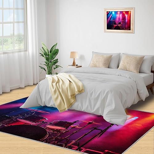 Miniatura 165 de Alfombra de instrumentos musicales – Alfombras de 4 x 5 pies para sala de estar, alfombra de área musical, alfombra de área musical, alfombra